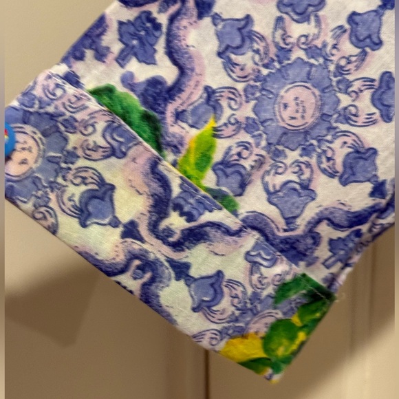 Amtica Santorini EUC Sz L Blue & Yellow Floral Button Embroidered Blouse (0654) - Picture 5 of 11